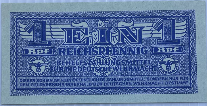 Germany 1942 1 Reichspfennig P-M32 UNC Wehrmacht Nazi World Banknote