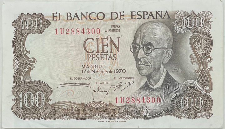 1970 Spain 100 Pesetas P-152 Used World Banknote