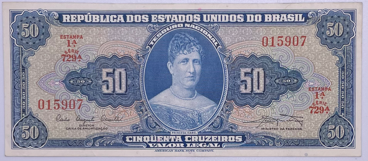 BRAZIL  ND1956/1959 50 CRUZEIROS P152 UNC Banknote