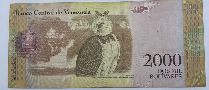 Venezuela 2000 Bolivares P 96 2016 UNC Harpy Eagle Banknote