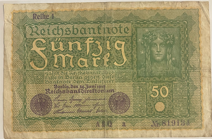 Germany 1919 50 Mark P-66 Used World Banknote Currency