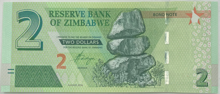 Zimbabwe 2 Dollars Banknote, 2016, P-99a.2, UNC