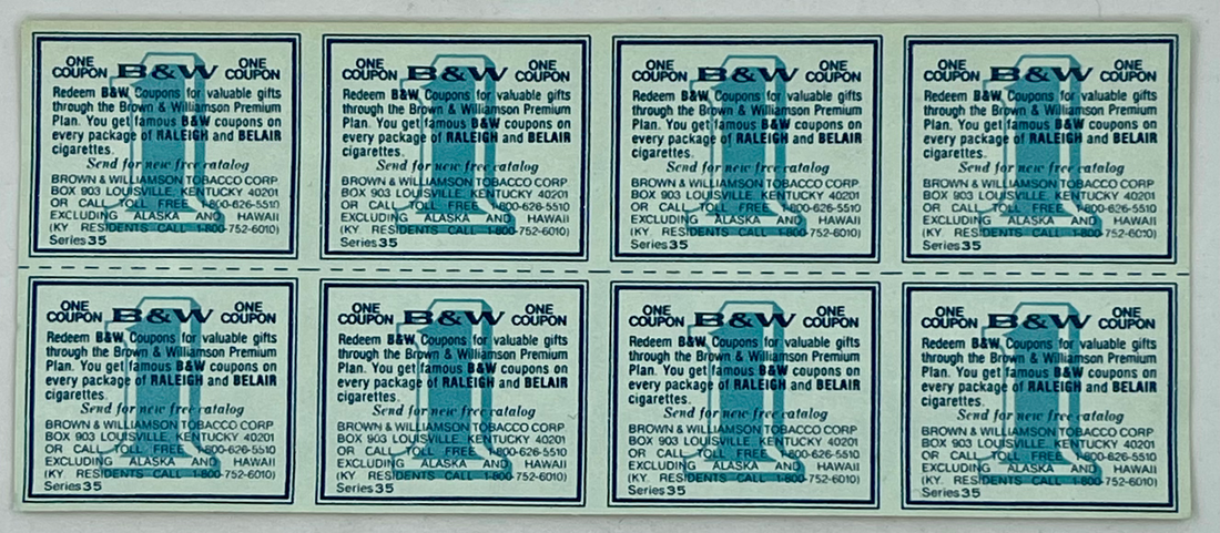 8 Vintage Brown & Williamson B & W Coupons Raleigh & Belair Coupons Series 35