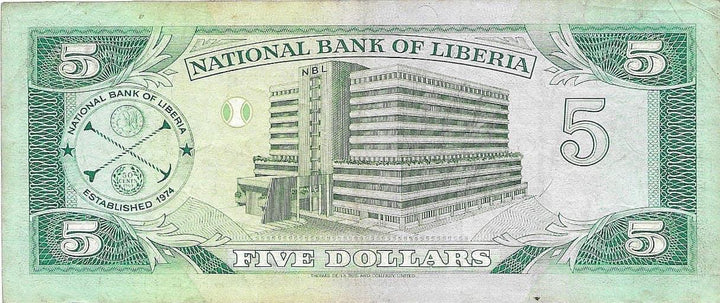 LIBERIA 5 DOLLARS 1989 P19, Used World Banknote Currency