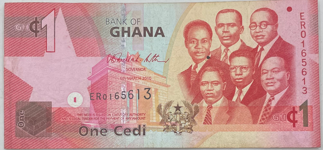 2010 Ghana 1 Cedi P-37, Used World Banknote