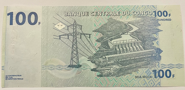 Congo Democratic Republic 100 Francs, 2022, P-98c, UNC Banknote