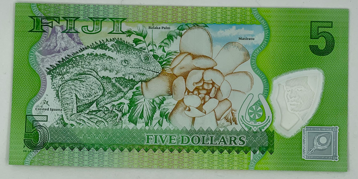 Fiji 2013 5 Dollars P-115 UNC Polymer Parrot World Banknote