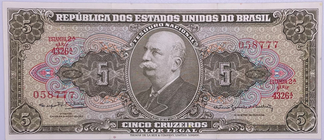 Brazil ND (1964) 5 Cruzeiros P-17 Used Banknote