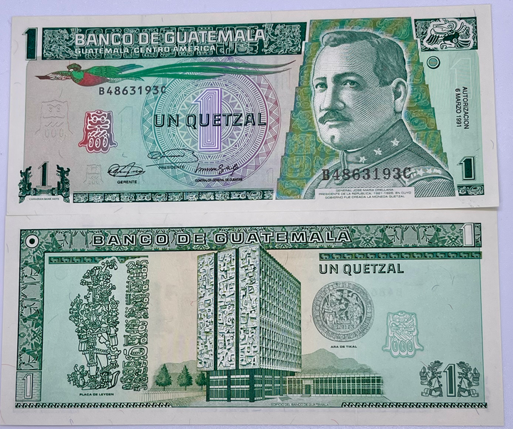 Guatemala, 1 Quetzal, 1991, P-73b, UNC Banknote