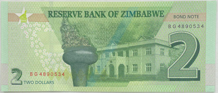 Zimbabwe 2 Dollars Banknote, 2016, P-99a.2, UNC