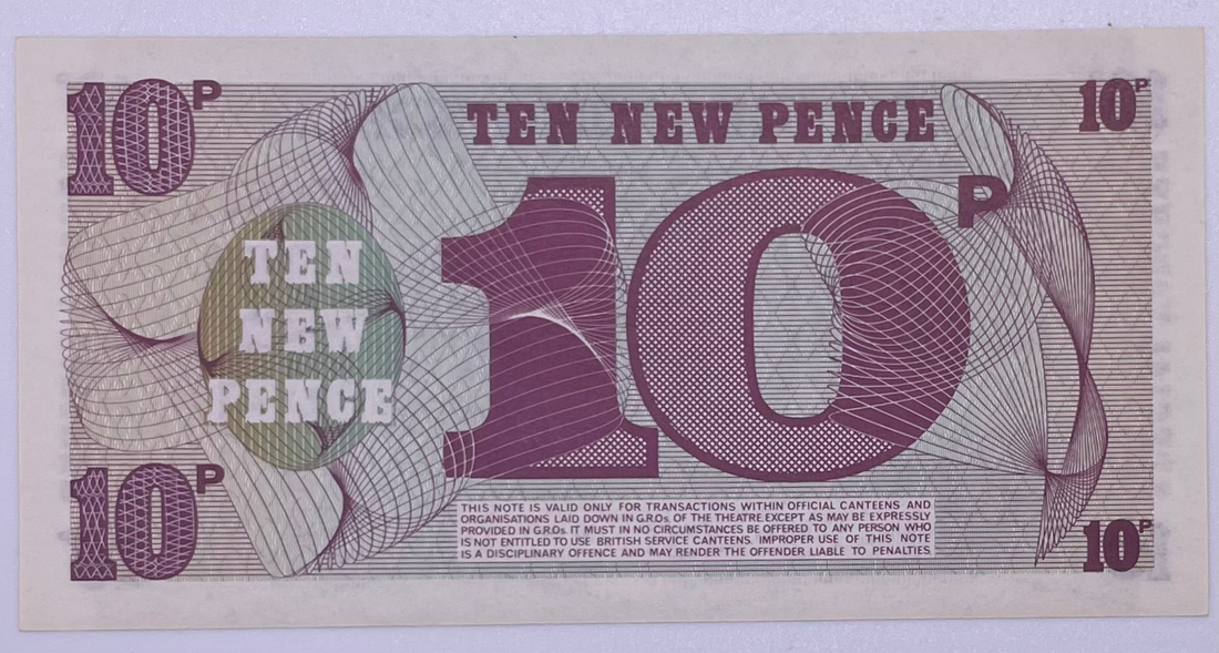 1972 British Armed Forces 10 New Pence P-M45 UNC Banknote