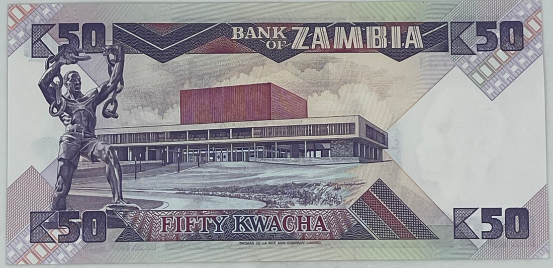 1986-1988 Zambia 50 Kwacha P-28a, UNC World Banknote