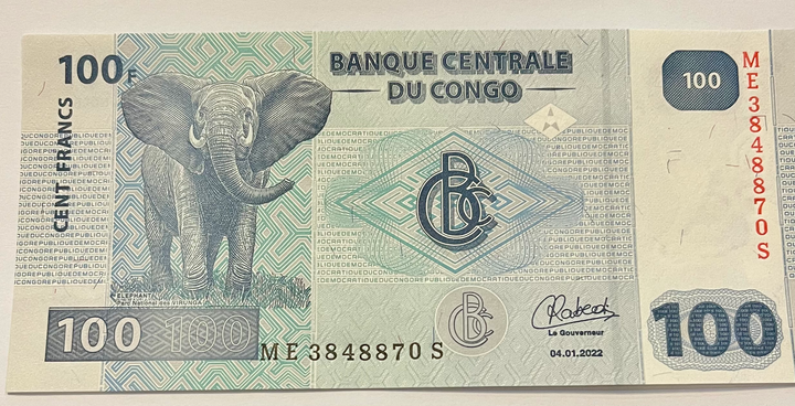 Congo Democratic Republic 100 Francs, 2022, P-98c, UNC Banknote