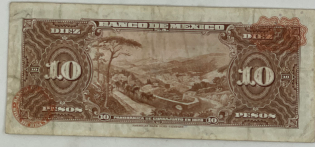 Mexico 1961 10 Pesos P58-h Used World Banknote