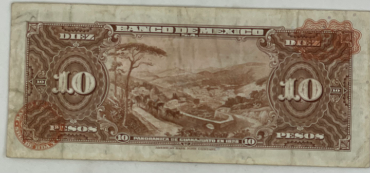 Mexico 1961 10 Pesos P58-h Used World Banknote