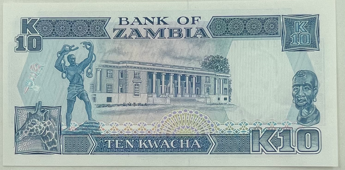 Zambia 1991 10 Kwacha P-31b , UNC Banknote